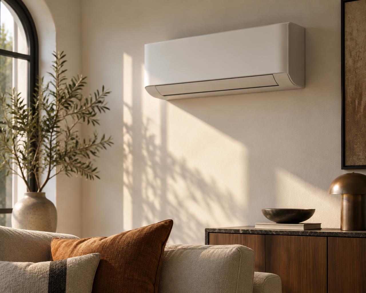 Dettaglio di un climatizzatore in un interno contemporaneo