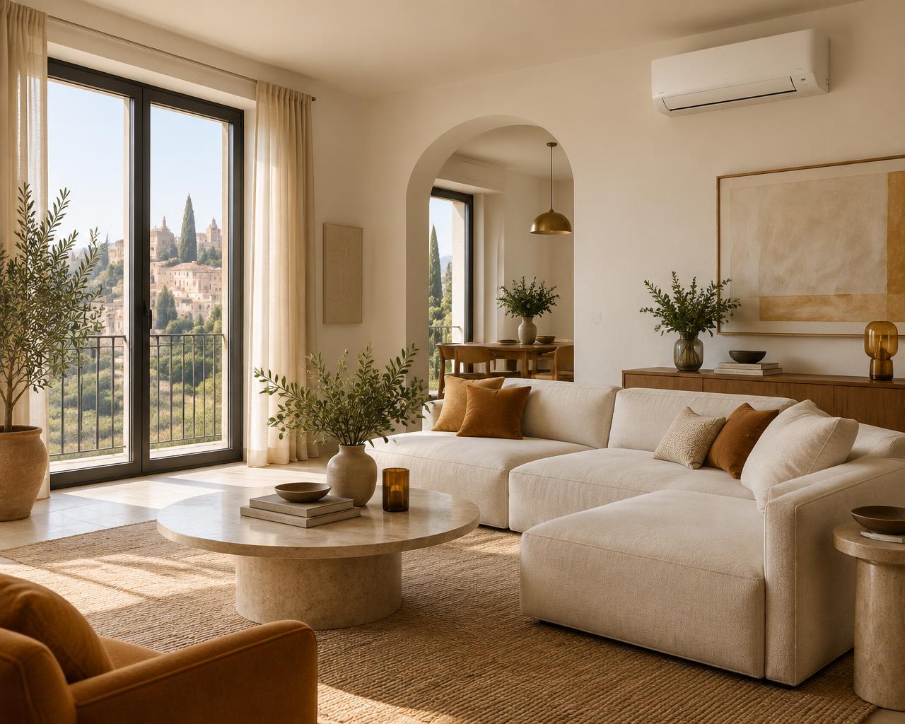 Soggiorno luminoso con climatizzatore integrato